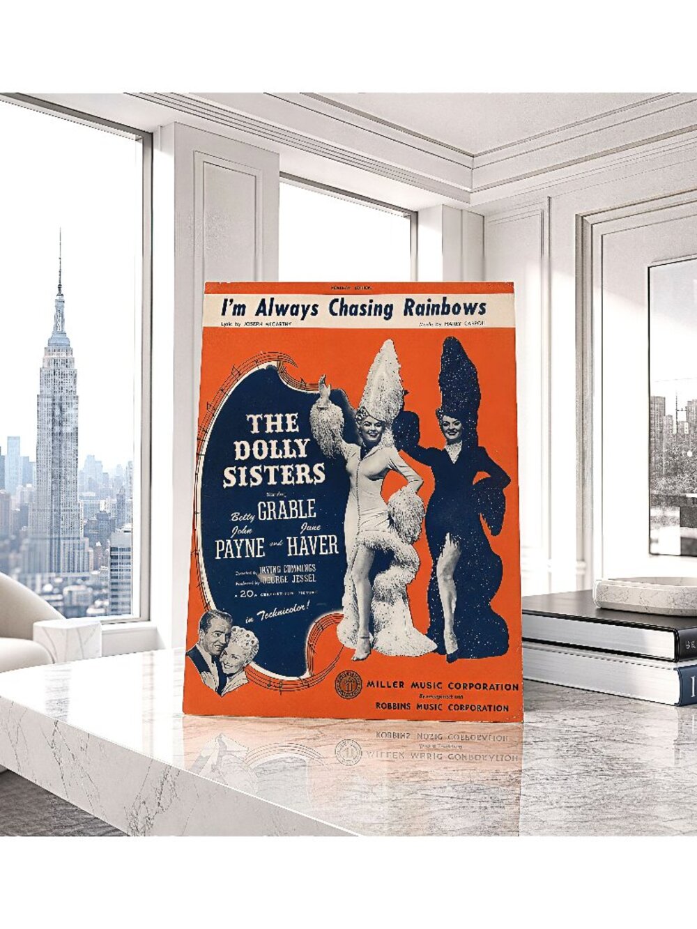 Vintage I’m Always Chasing Rainbows Sheet Music Dolly Sisters Betty Grable 9x12